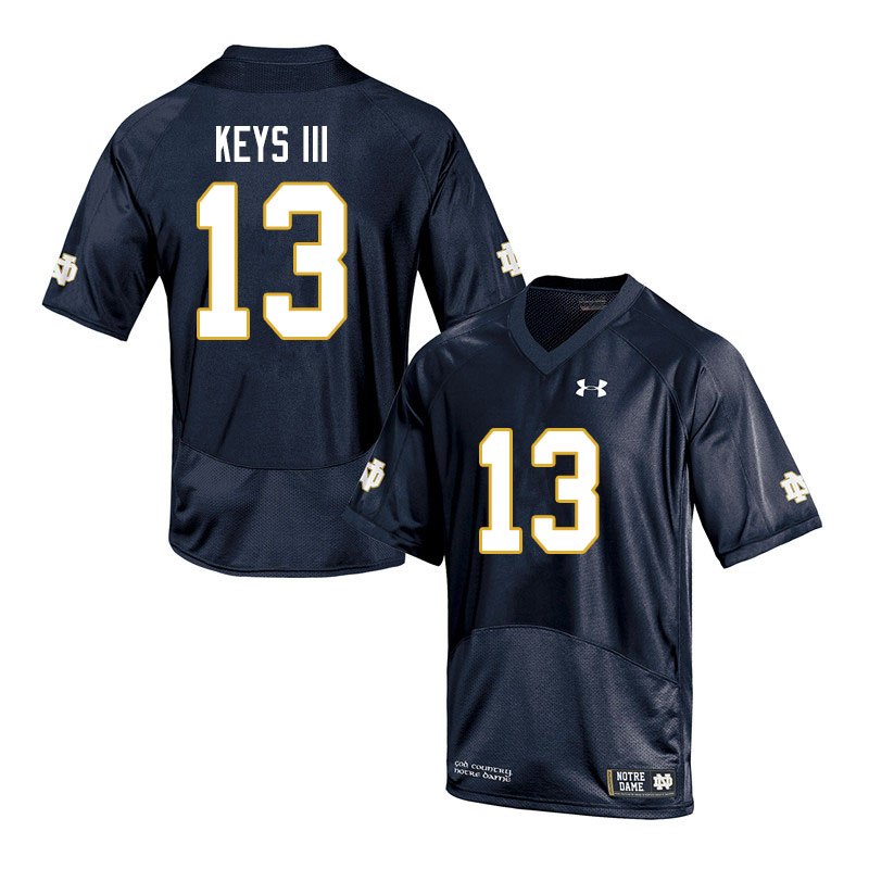 Men's NCAA Notre Dame Fighting Irish #13 Lawrence Keys III Stitched College Under Armour Authentic Navy Football Jersey HY10D02RQ